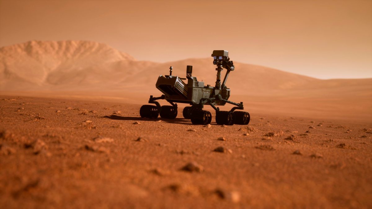 Rover auf dem Mars (3D-Render).