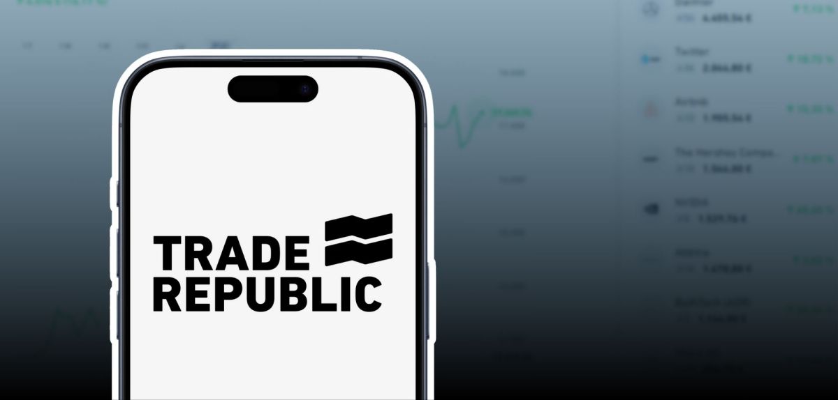 Trade Republic-Logo auf einem Smartphone