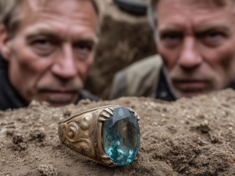 Männer beobachten einen archäologischen Fund (KI-generiertes Bild).