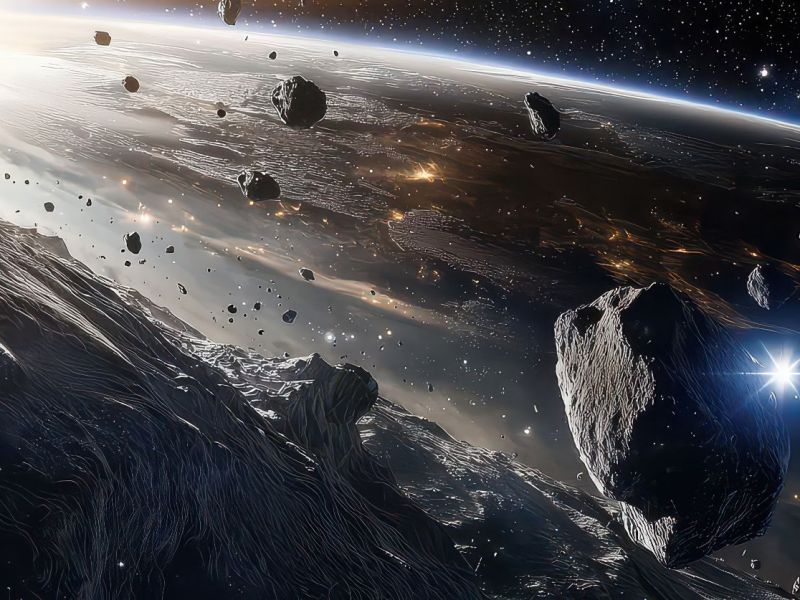 Asteroid im Weltall. (KI-generiertes Bild)