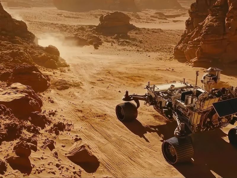 KI-generiertes Bild eines Rovers auf dem Mars.