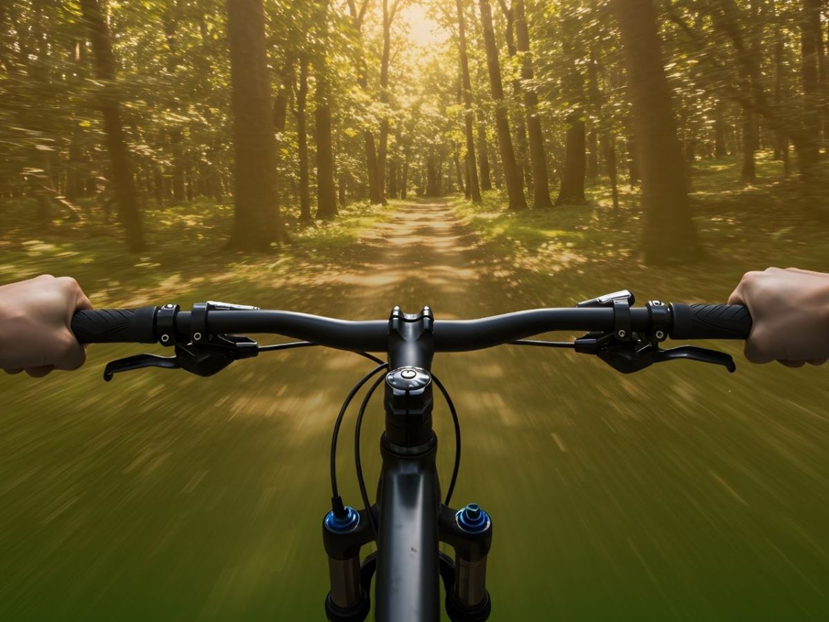 POV auf einem Mountainbike.